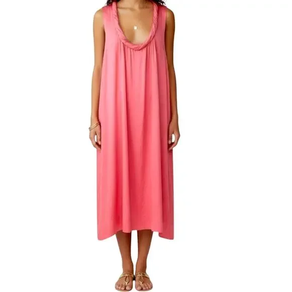 TALBOTS Pink Twist Front Halter Dress 16W NWT Pockets Pull On 👗 - Picture 9 of 9